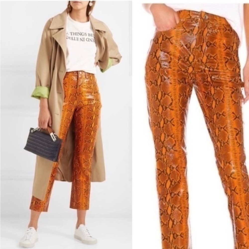 GRLFRND Jeans Shiloh Straight in Orange Snake Print Leather